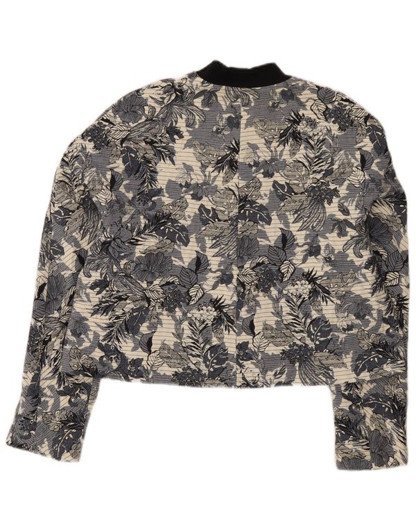 Giubbotto bomber da donna Zara UK 14 grande cotone floreale blu