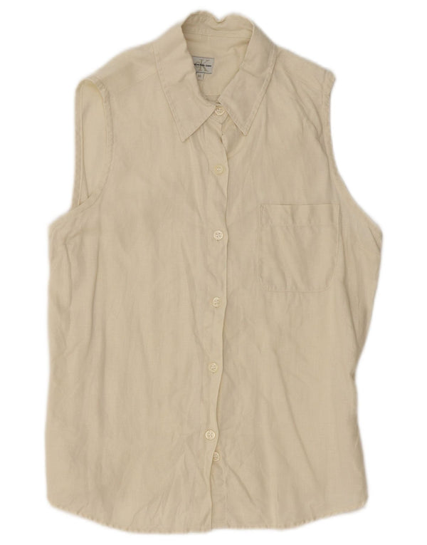 Camicia senza maniche da donna Calvin Klein Jeans UK 12 Lino beige medio