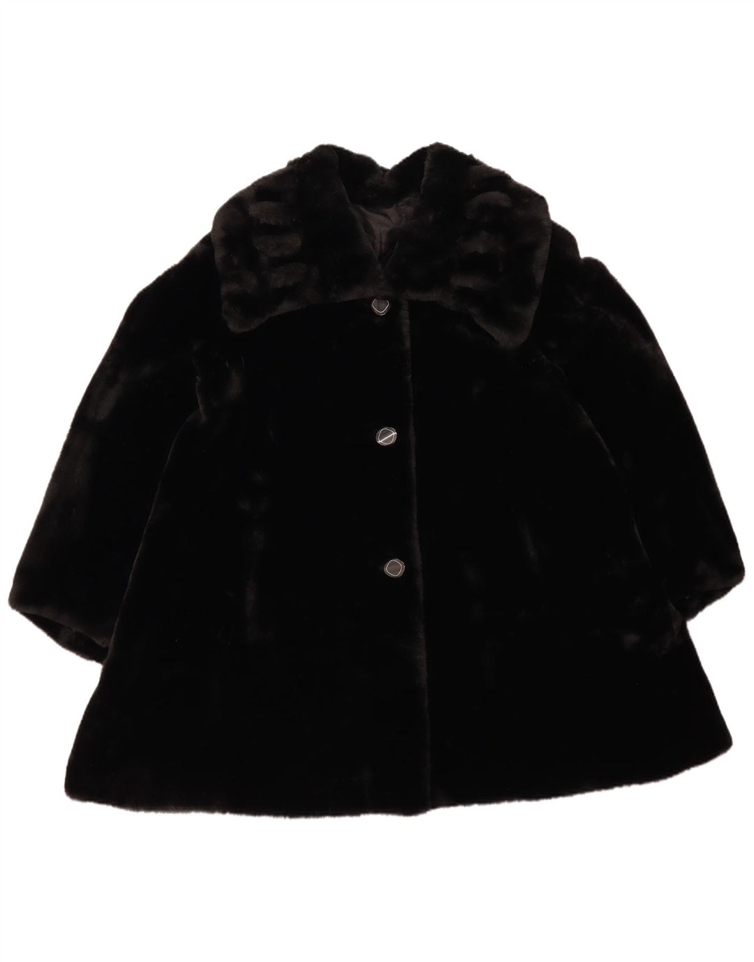 Cappotto oversize vintage in pelliccia sintetica da donna UK 18 XL poliestere nero