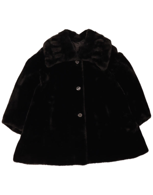 Cappotto oversize vintage in pelliccia sintetica da donna UK 18 XL poliestere nero