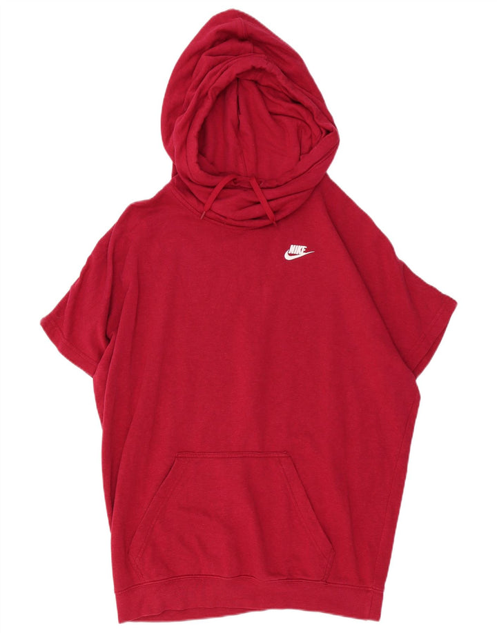 Felpa con cappuccio oversize a maniche corte Nike da donna, lunga, UK 10, piccola, rosa