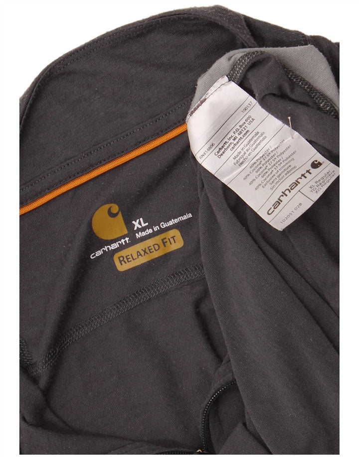 Carhartt Uomo Zip Neck Pullover Tuta Top XL Grigio Colourblock