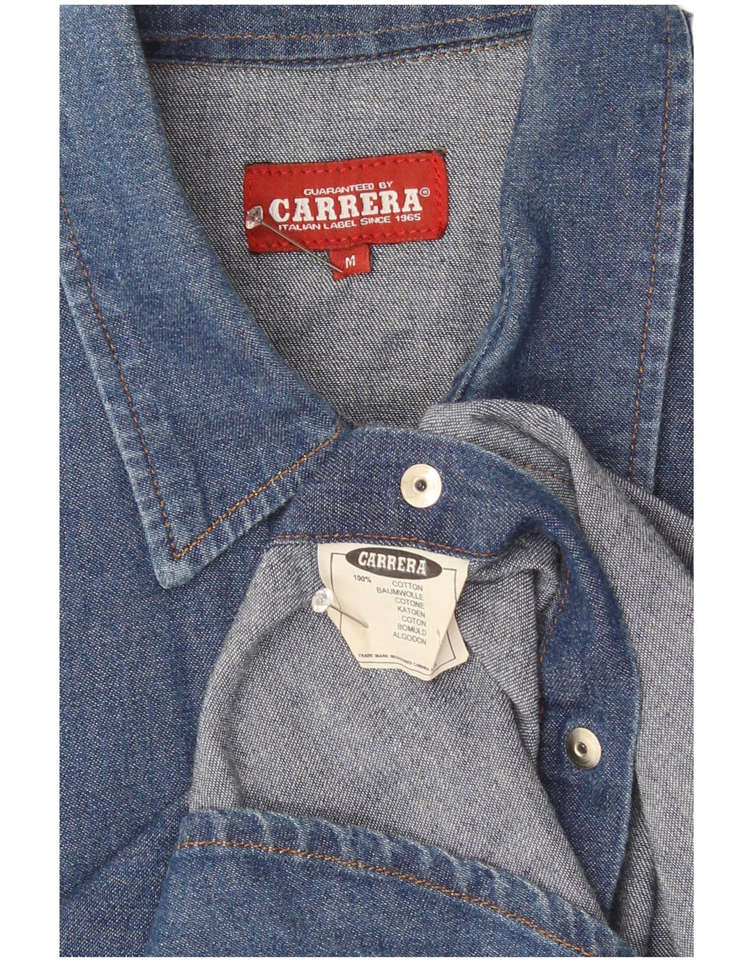 Camicia di jeans da uomo Carrera in cotone blu medio