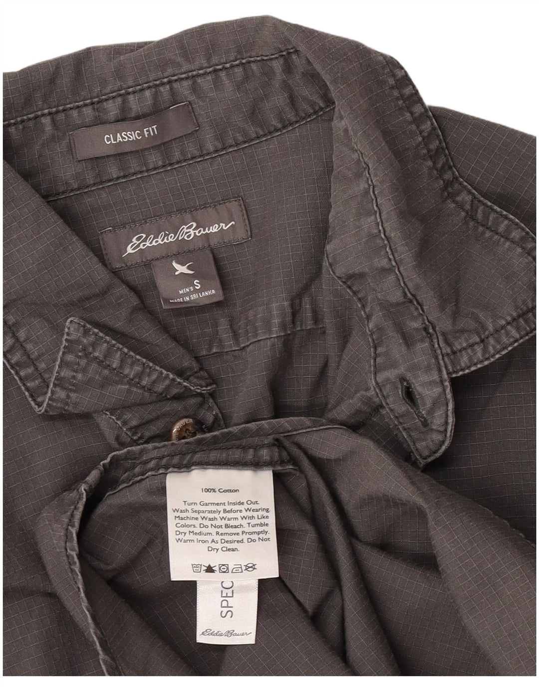 Camicia da uomo Classic Fit Eddie Bauer piccola in cotone grigio