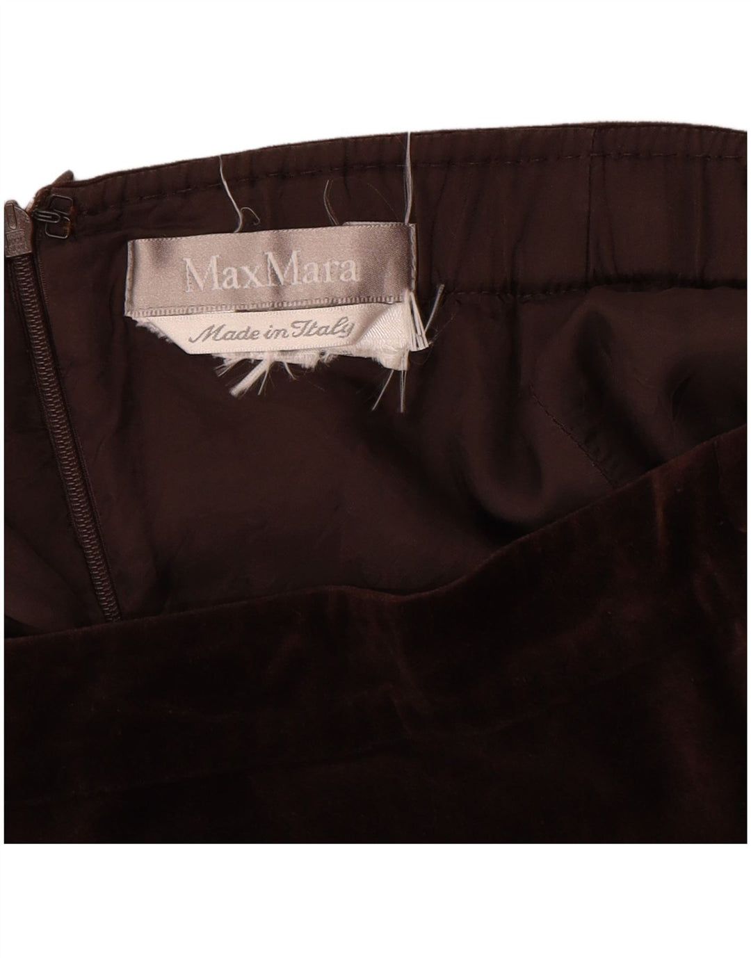 Gonna dritta in velluto da donna Max Mara W30 in cotone marrone medio