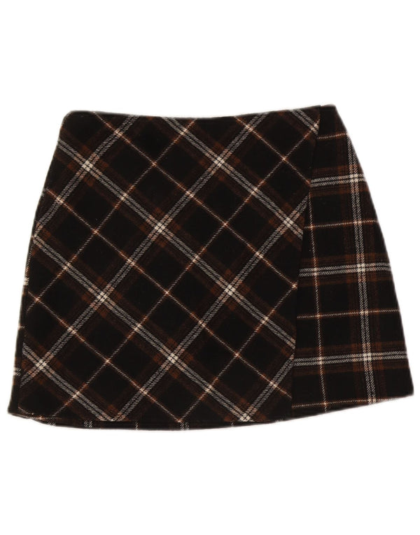 Minigonna Hollister da donna a vita alta piccola W27 poliestere scozzese nero