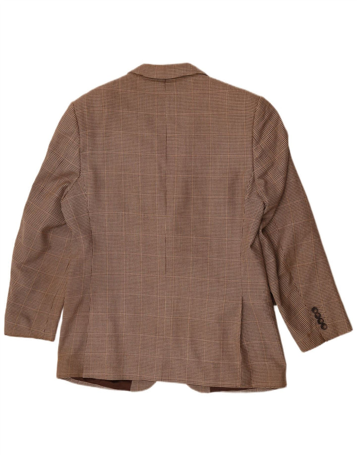 Giacca blazer da uomo a 2 bottoni Aquascutum UK 42 XL lana pied de poule marrone