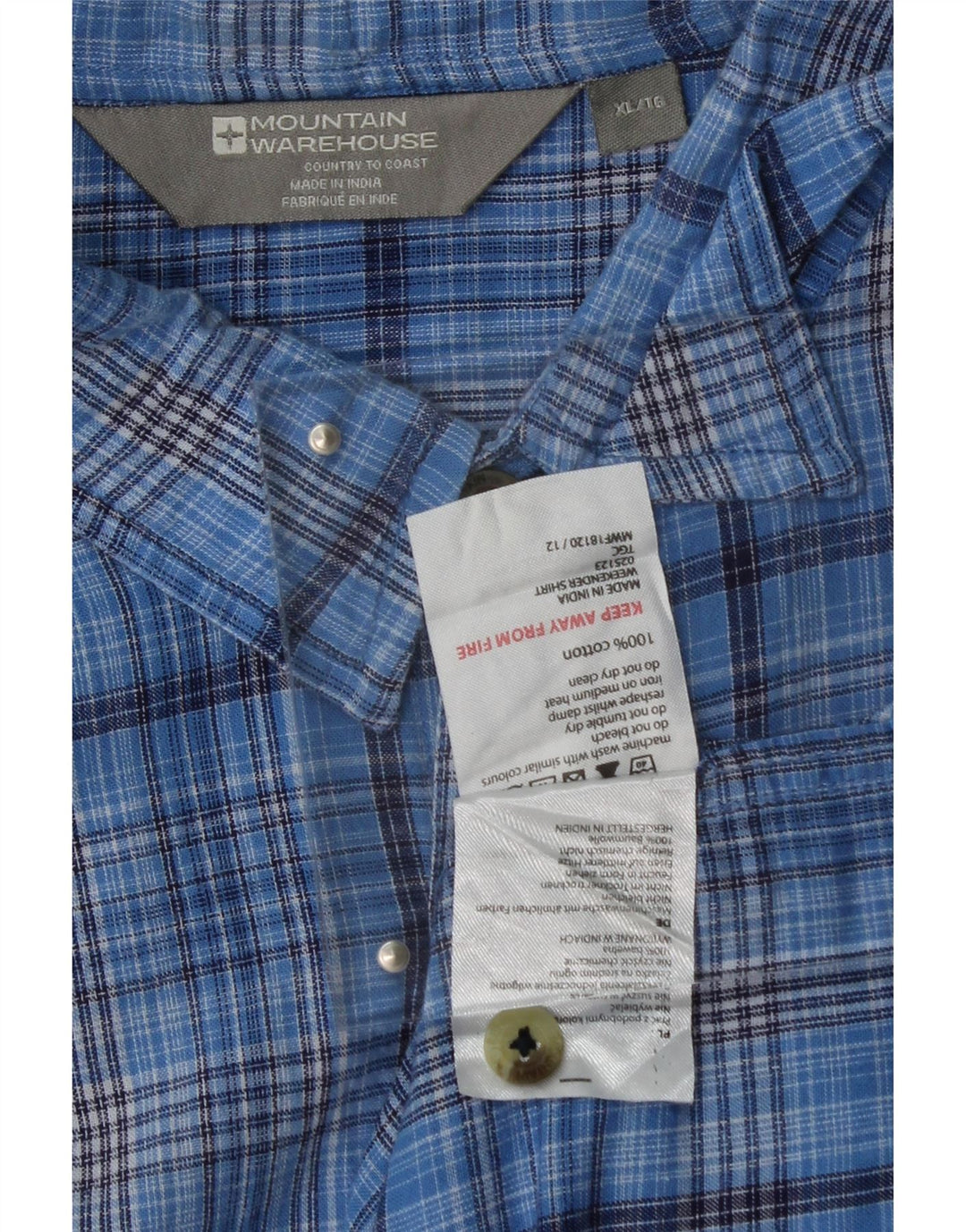 MOUNTAIN WAREHOUSE Mens Short Sleeve Shirt XL Blue Check Cotton Vintage Mountain Warehouse and Second-Hand Mountain Warehouse from Messina Hembry 