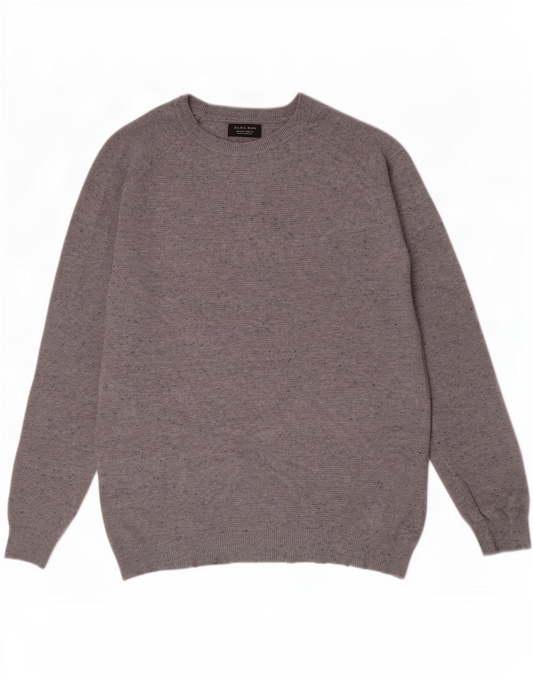 Maglione Zara da uomo con scollo a barca in cotone screziato grigio medio