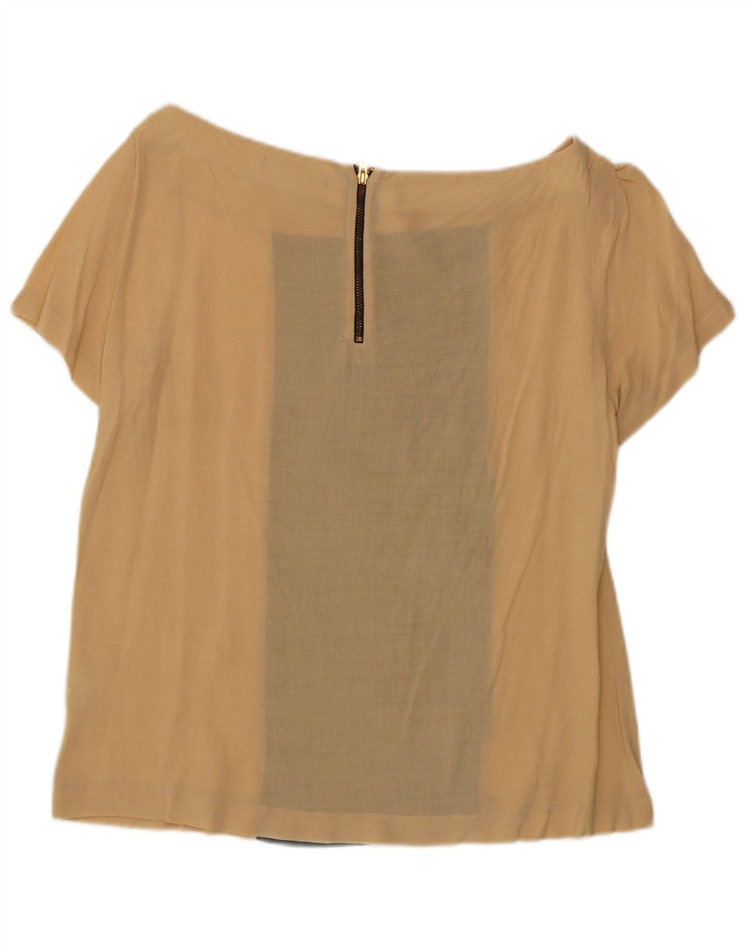 Top Blusa Donna Zara UK 16 Large Beige Colourblock Viscosa