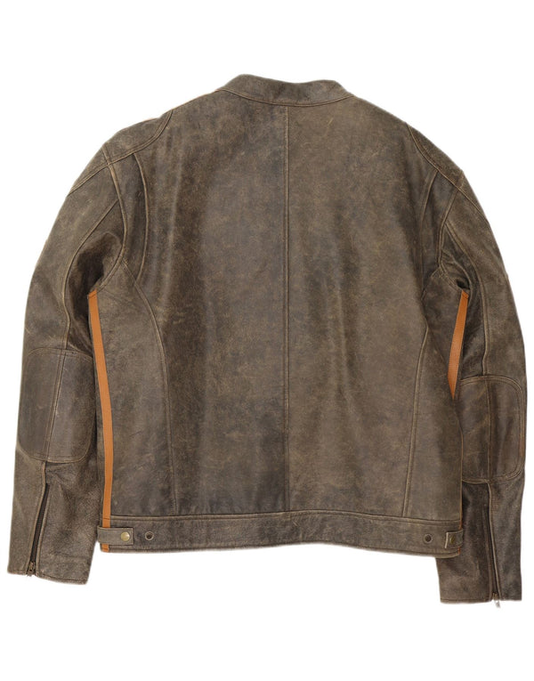 Giacca da pilota in pelle grafica Stina Motorstyle da uomo UK 42 XL Marrone