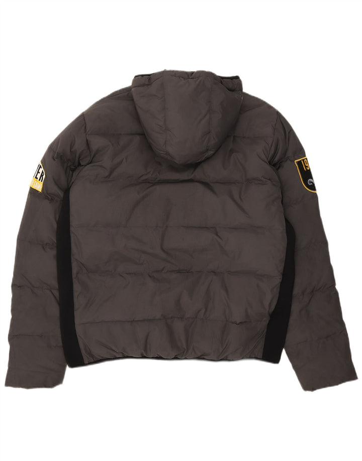Giacca imbottita con cappuccio da uomo Playlife UK 44 2XL Poliestere color block grigio
