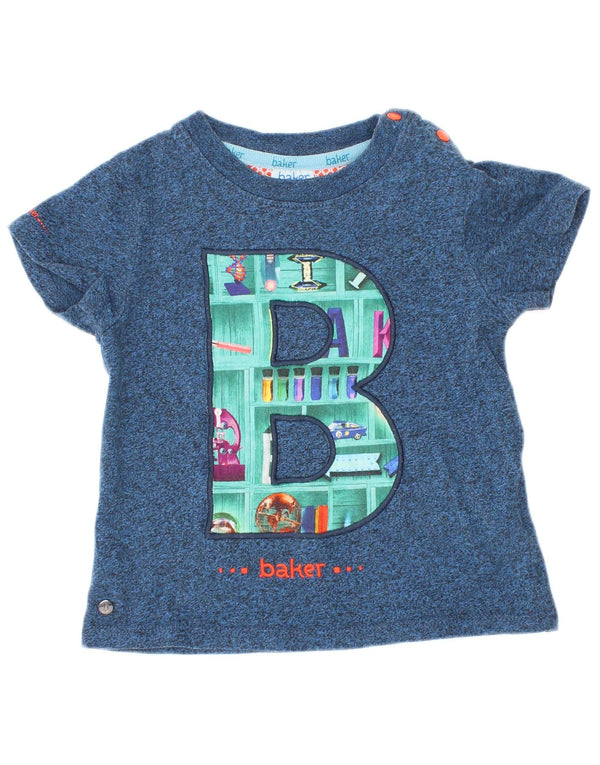 Ted Baker T-shirt grafica per neonato da bambino 18-24 mesi blu navy chiazzato