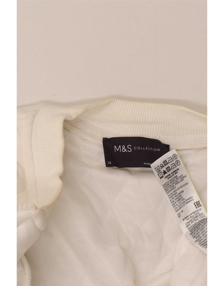 Giacca trapuntata da donna Marks & Spencer UK 14 grande poliestere bianco