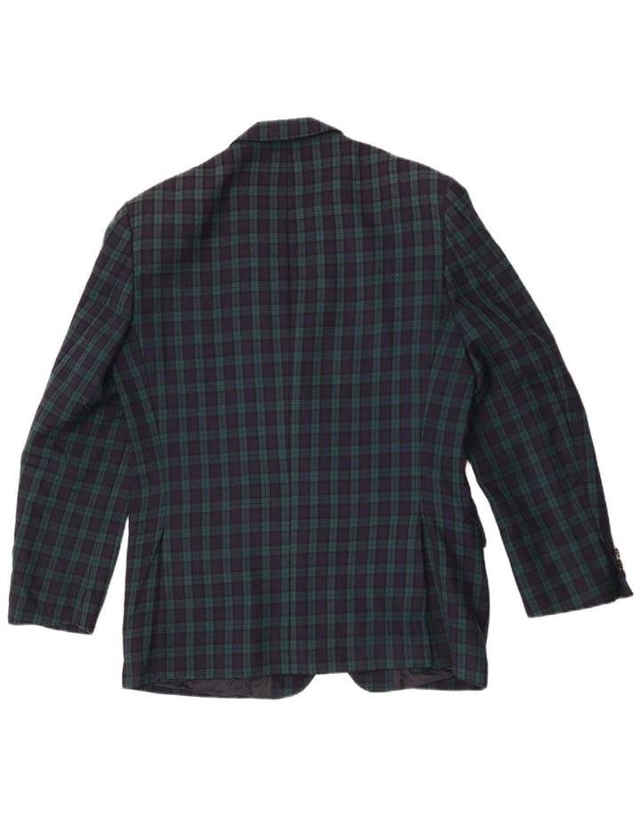 Giacca blazer da uomo a 2 bottoni Highland IT 50 grande lana a quadri verdi