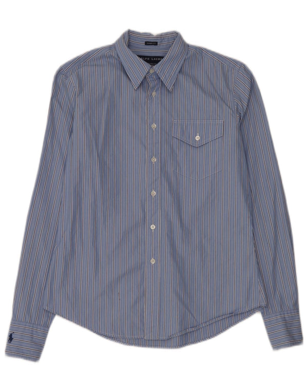 Camicia skinny da donna Ralph Lauren US 8 cotone a righe blu medio