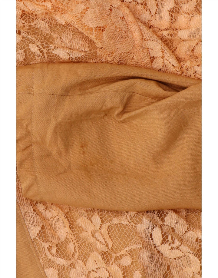 Giacca Bolero da donna vintage UK 14 lana floreale beige medio