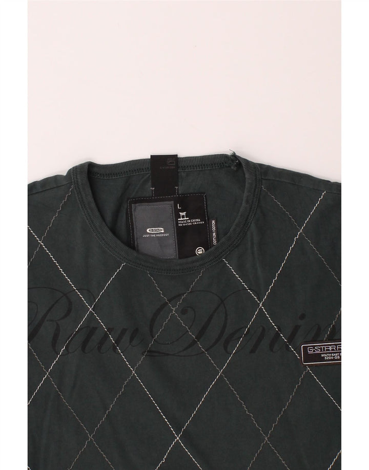T-shirt grafica da uomo G-STAR Top grande in cotone grigio a rombi/diamante
