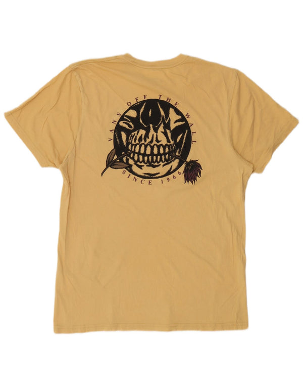 T-shirt grafica personalizzata da uomo Vans Top grande in cotone giallo