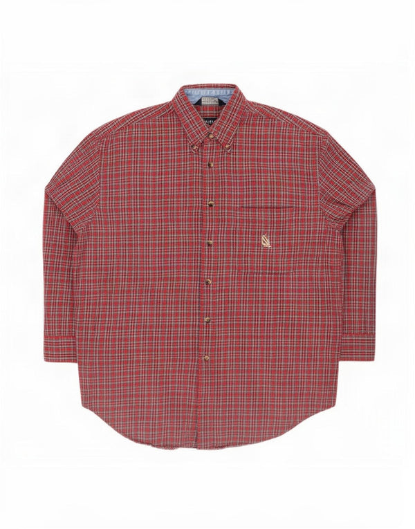 Camicia da uomo in flanella Nautica, cotone a quadri rossi grandi