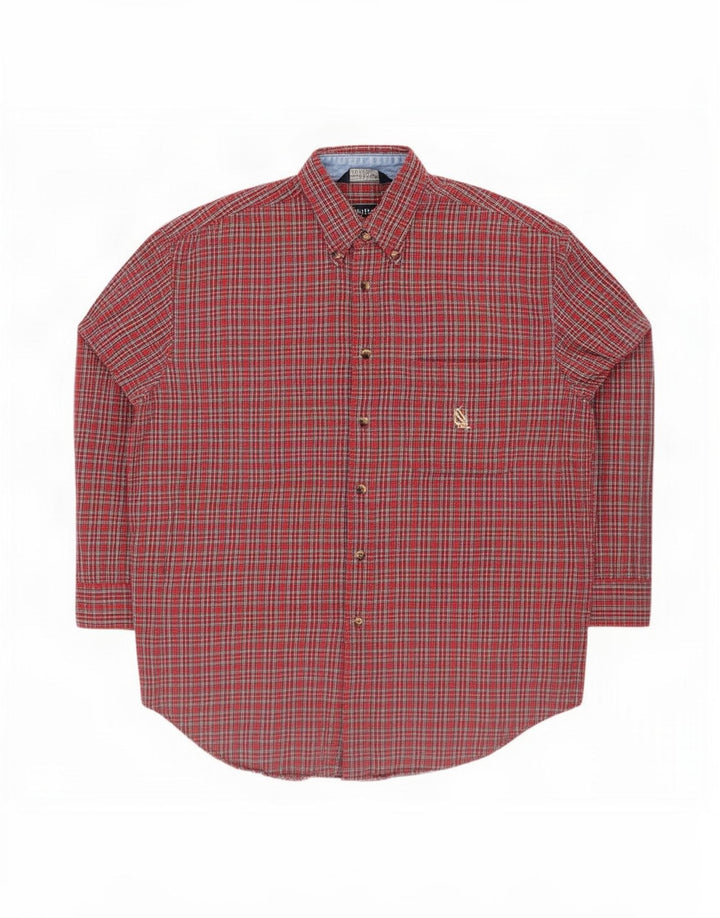 Camicia da uomo in flanella Nautica, cotone a quadri rossi grandi