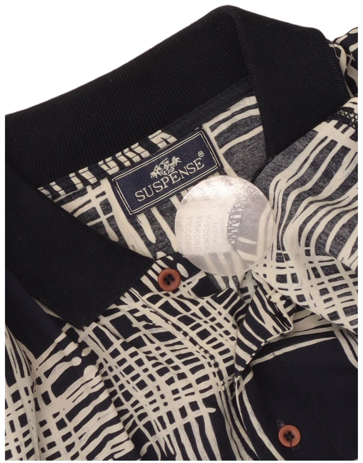 Camicia pullover a maniche corte da uomo Suspense grande in viscosa a quadri blu navy