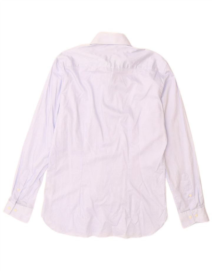Camicia da uomo Ted Baker taglia 15 1/2 cotone gessato blu medio