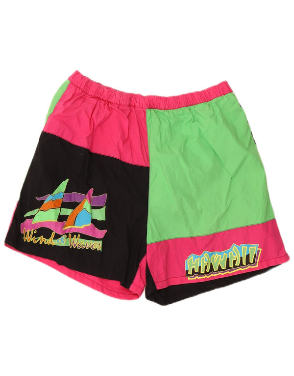 Pantaloncini da bagno vintage da donna UK 14 colorblock medio multicolore