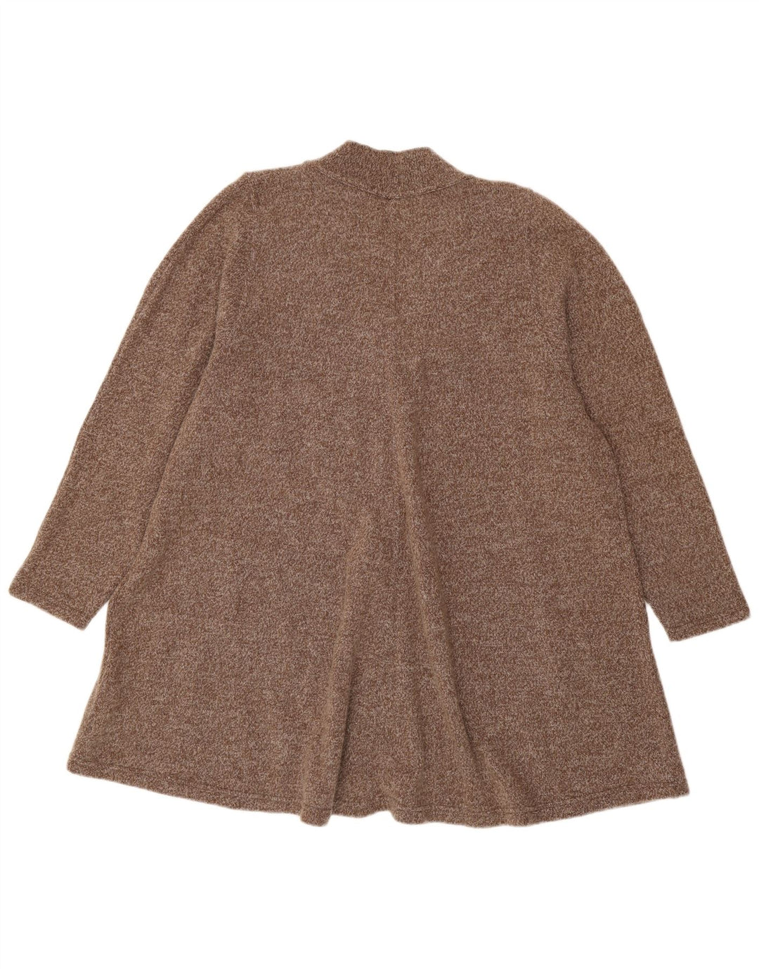 Maglione cardigan oversize a linea lunga da donna vintage UK 14 Lana marrone medio