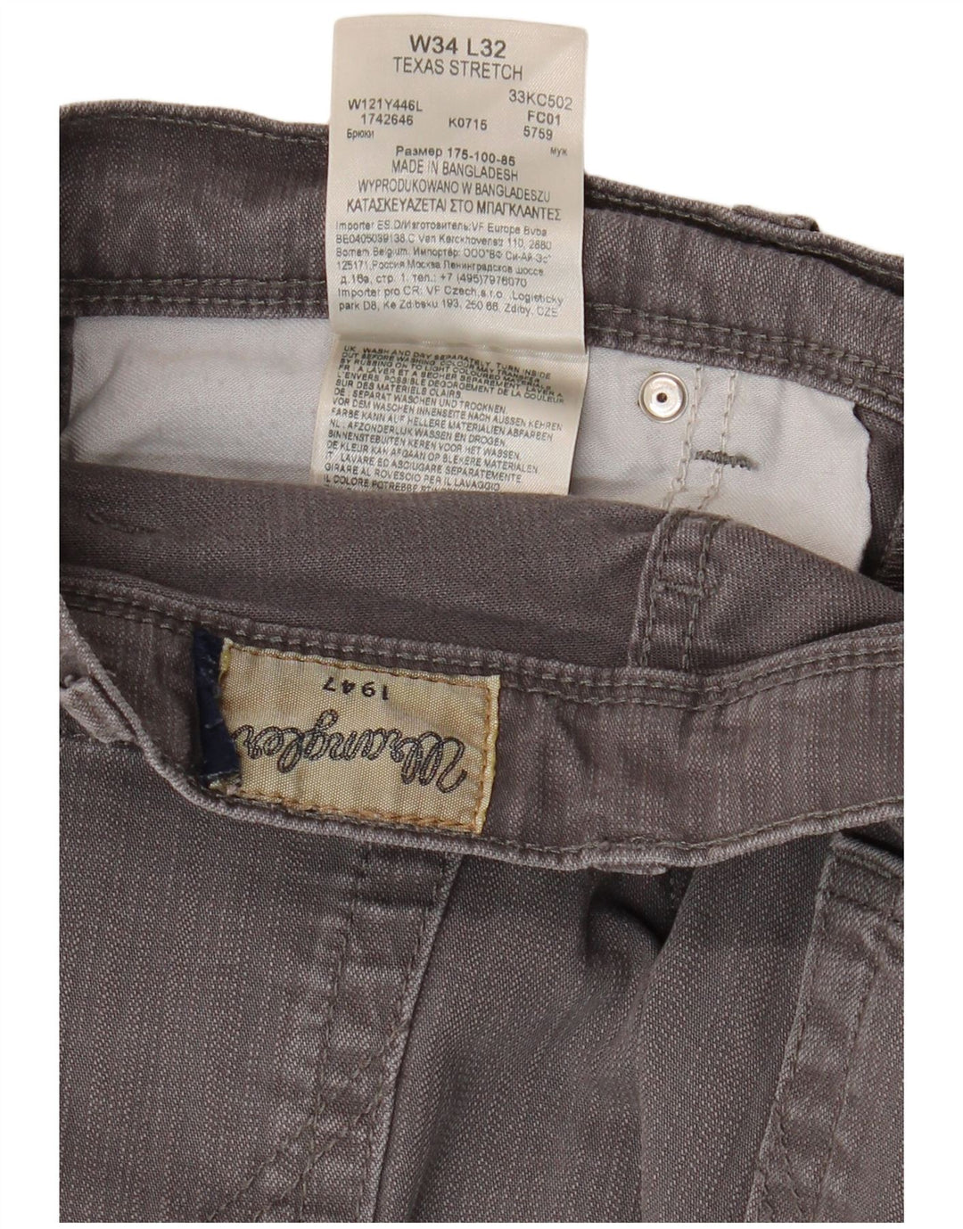 WRANGLER Jeans dritti elasticizzati Texas da uomo W34 L29 cotone grigio