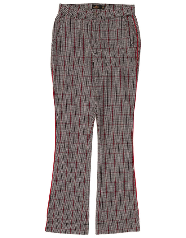 Pantaloni casual bootcut da donna HOLLISTER XS W25 L28 cotone a quadri grigi