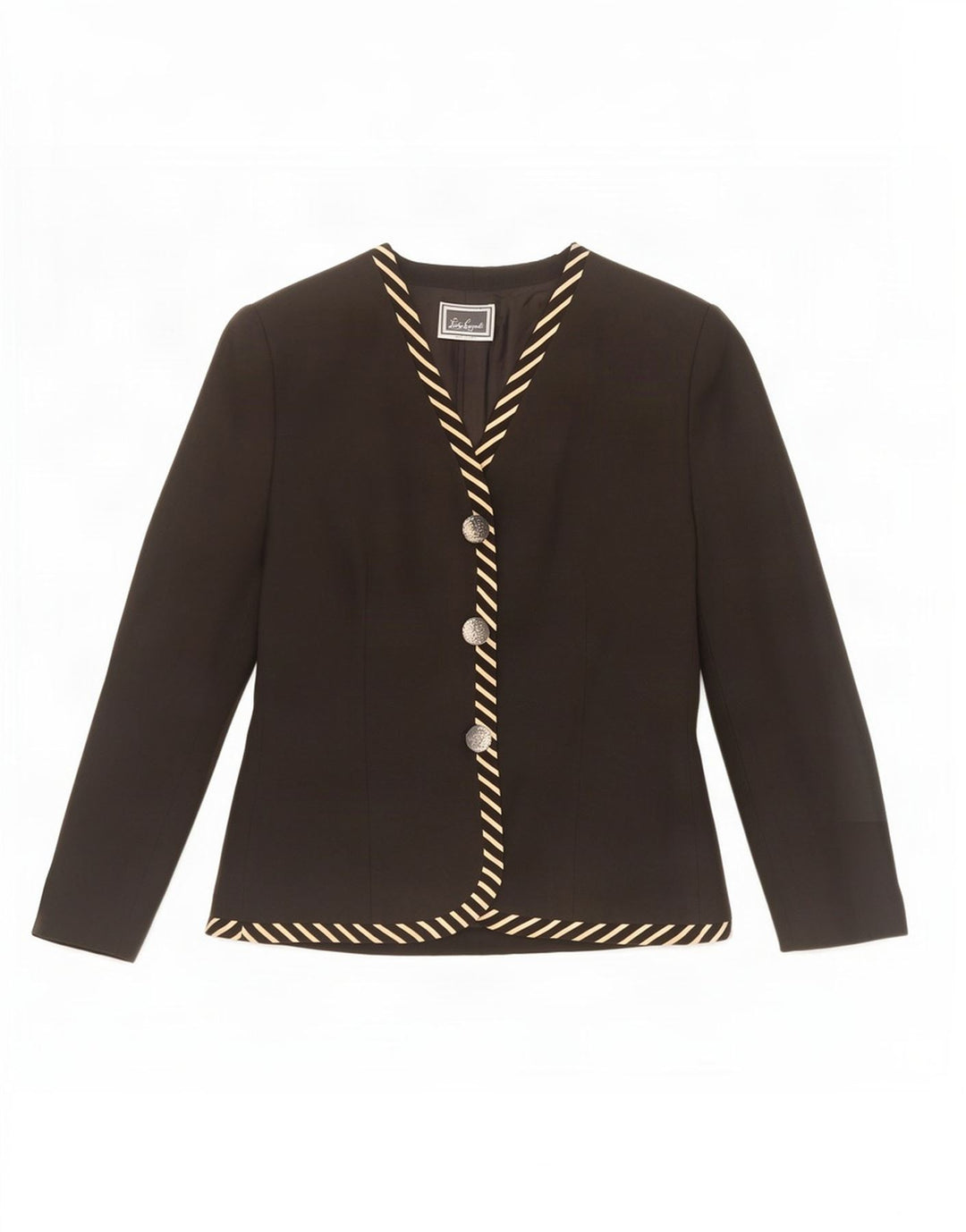 Luisa Spagnoli Giacca Blazer da Donna a 3 Bottoni UK 12 Media a Righe Nere