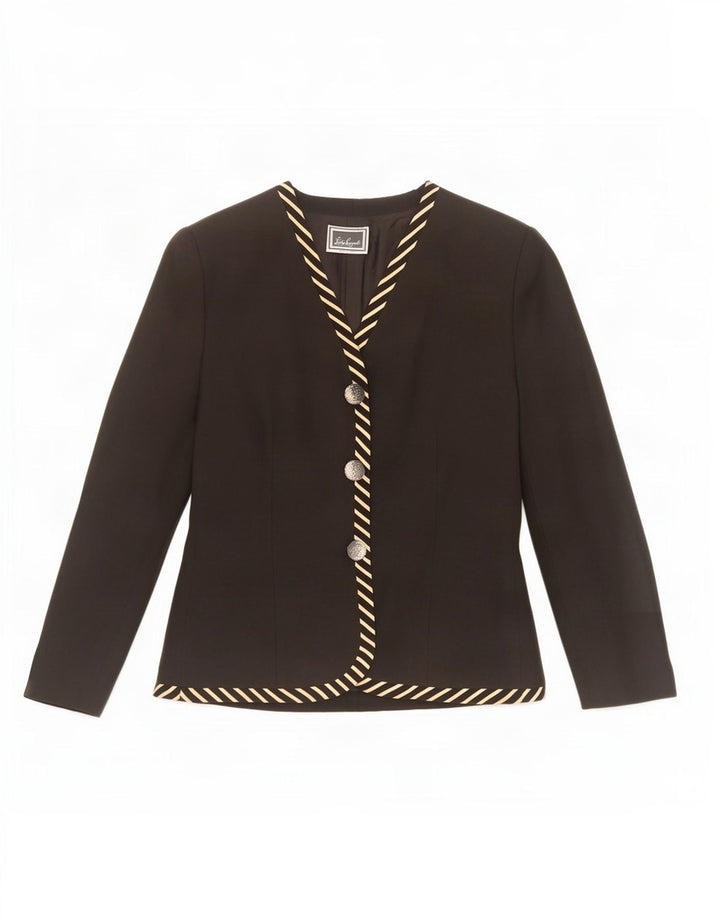 Luisa Spagnoli Giacca Blazer da Donna a 3 Bottoni UK 12 Media a Righe Nere