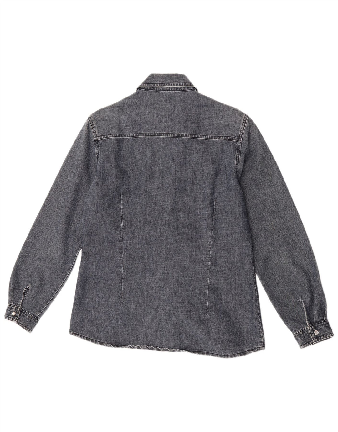 Camicia di jeans vintage da donna UK 14 cotone grigio medio