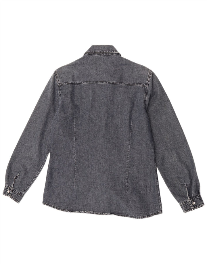 Camicia di jeans vintage da donna UK 14 cotone grigio medio