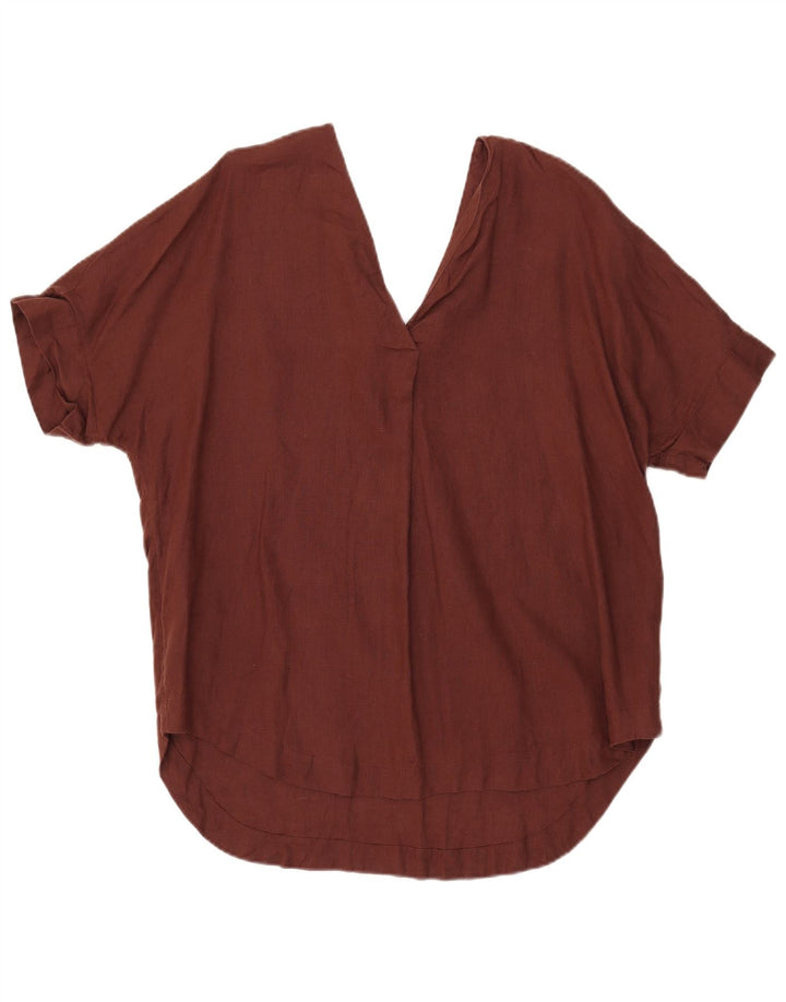Top tunica da donna Marks & Spencer UK 14 grande lino marrone