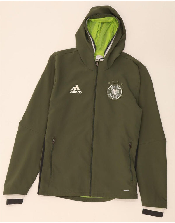 Adidas Uomo Deutscher Fussball Bund Giacca antipioggia con cappuccio UK 38 Medio Cachi