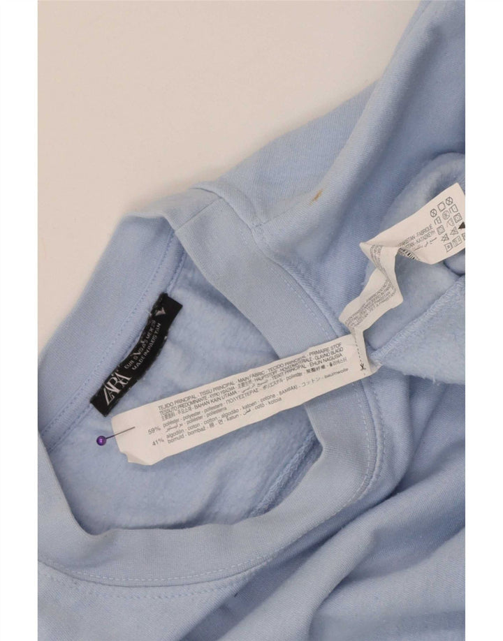 Felpa corta da donna Zara UK 10 piccola blu poliestere