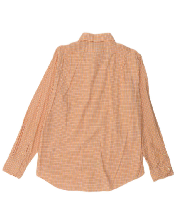 Polo Ralph Lauren Camicia Regent Custom Fit da uomo taglia 17 XL a quadri arancioni