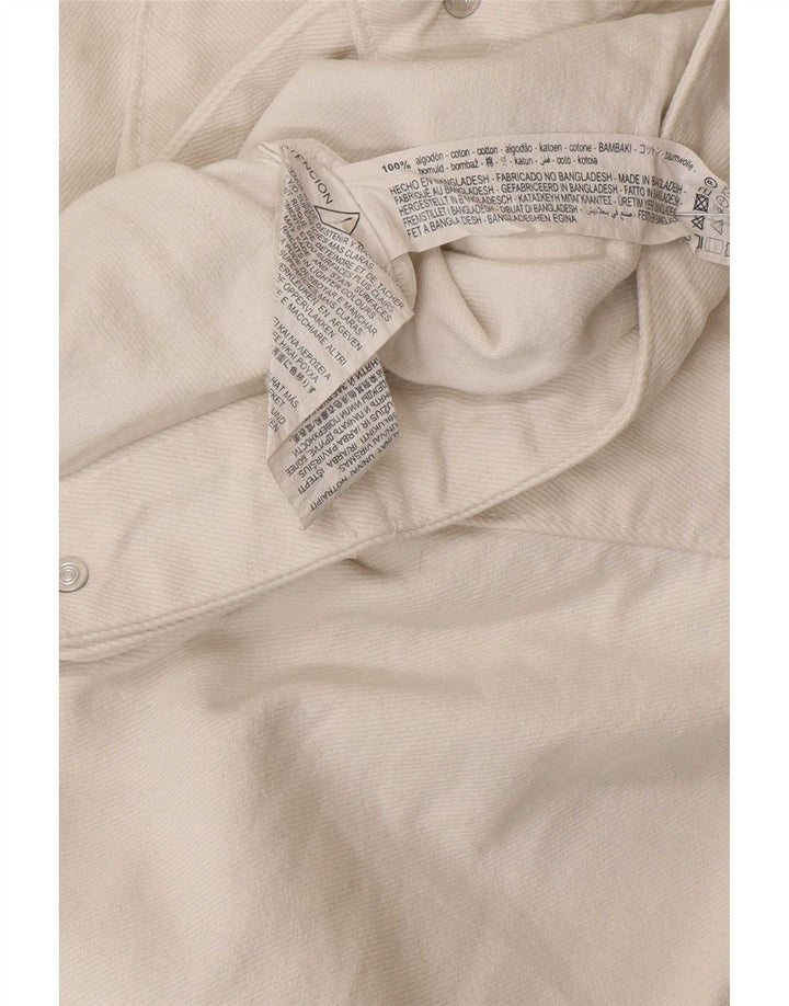 Giacca di jeans oversize corta da donna Zara UK 6 XS cotone bianco