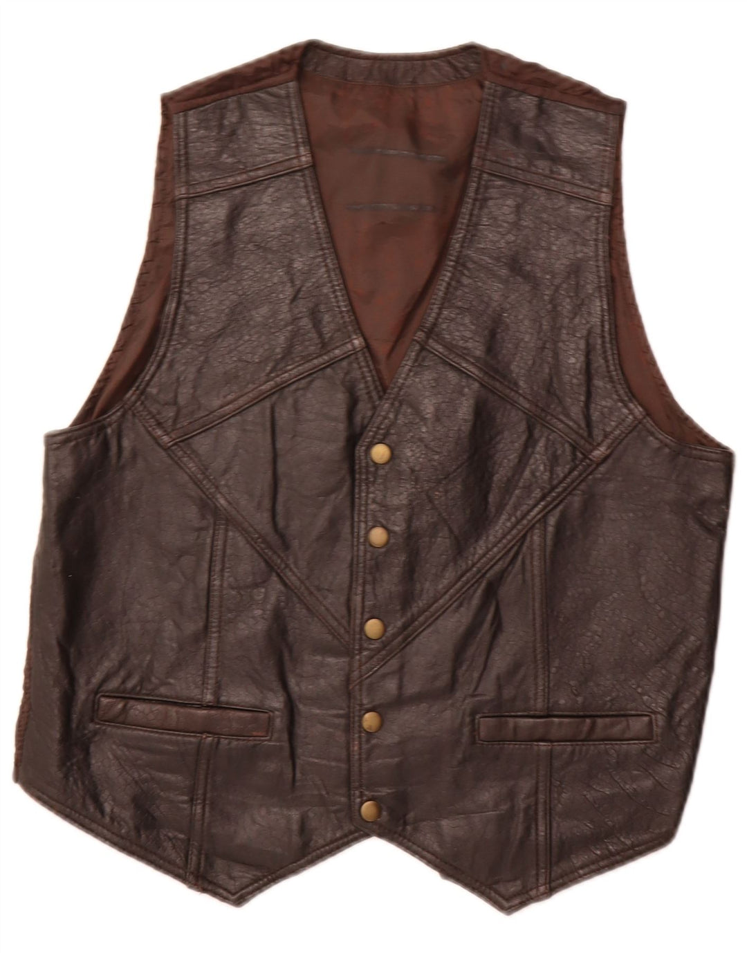 Gilet in pelle da uomo vintage marrone medio