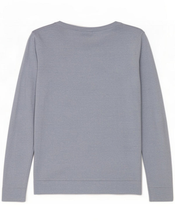 J. Crew Maglione da donna con scollo a barchetta Teddy UK 10 Small Blue Cotton