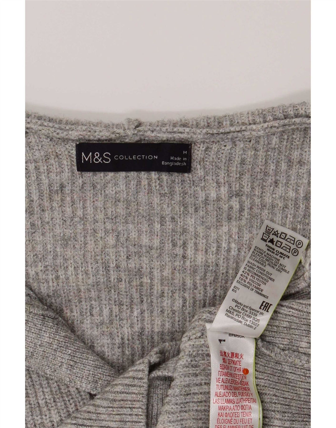 Maglione cardigan con cappuccio da donna Marks & Spencer UK 14 Poliestere grigio medio
