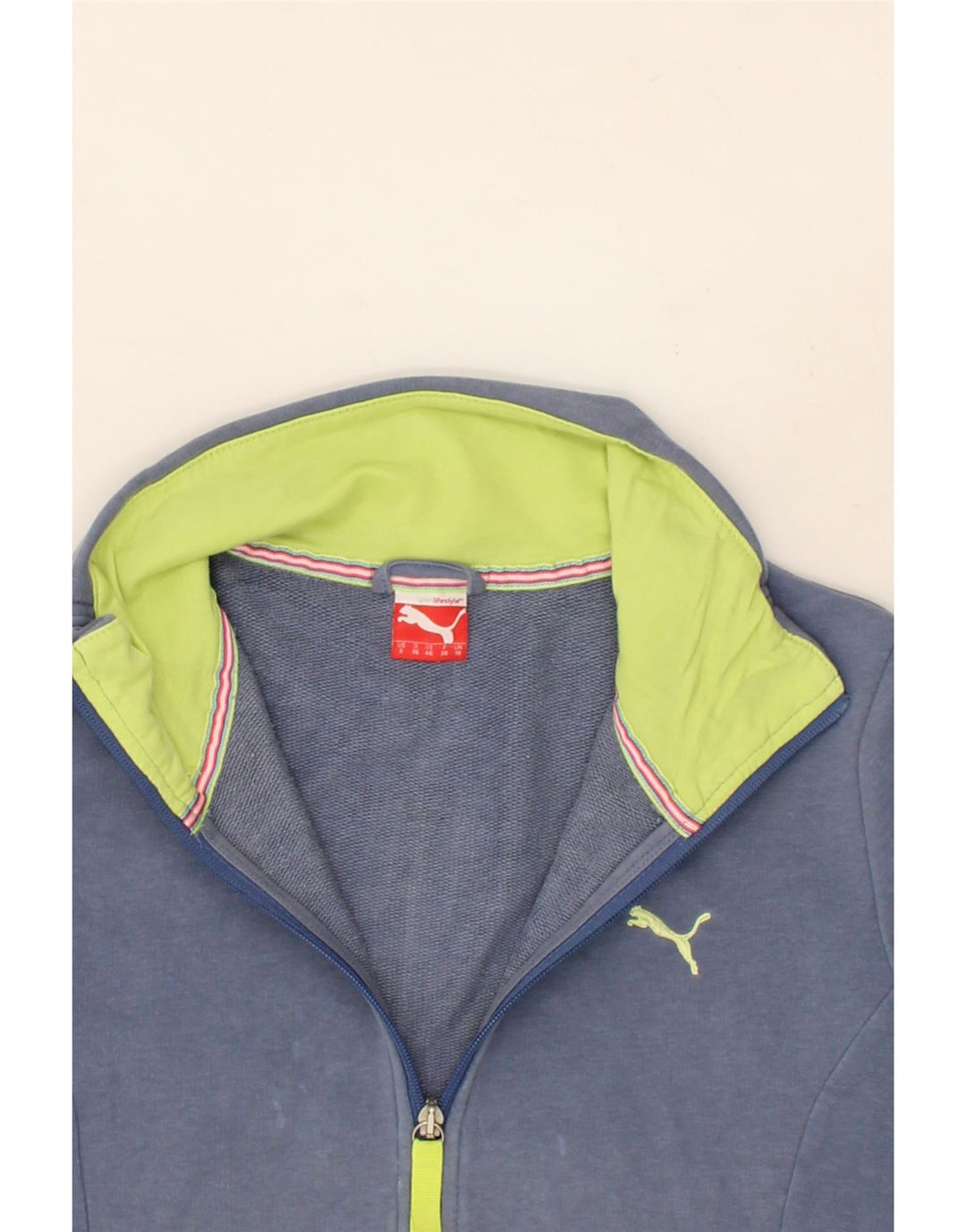 PUMA Womens Graphic Tracksuit Top Jacket UK 10 Small Blue Cotton Vintage Puma and Second-Hand Puma from Messina Hembry 