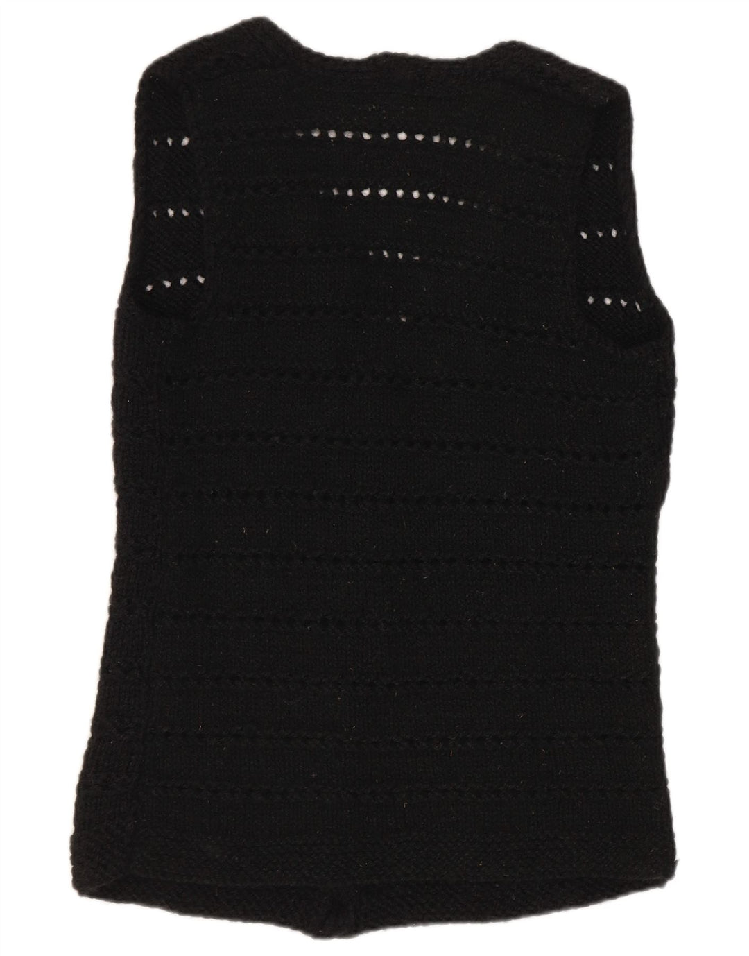 Maglione cardigan senza maniche vintage da donna UK 12 medio nero