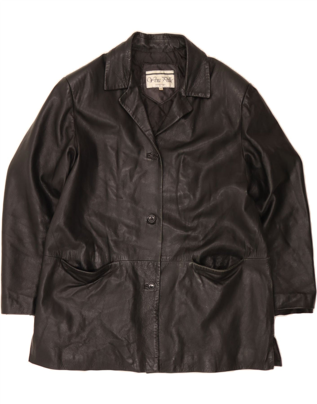 VINTAGE Womens Leather Jacket UK 20 2XL Black Leather Vintage Vintage and Second-Hand Vintage from Messina Hembry 