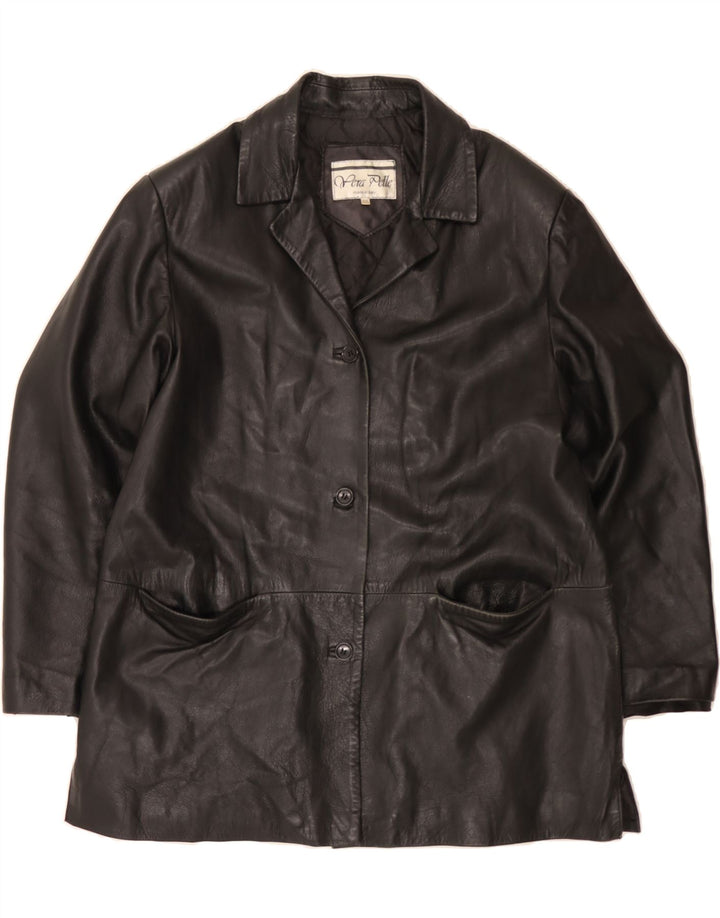 VINTAGE Womens Leather Jacket UK 20 2XL Black Leather Vintage Vintage and Second-Hand Vintage from Messina Hembry 