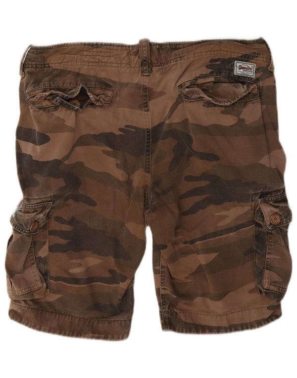 Pantaloncini cargo da uomo Superdry Large W36 in cotone mimetico marrone