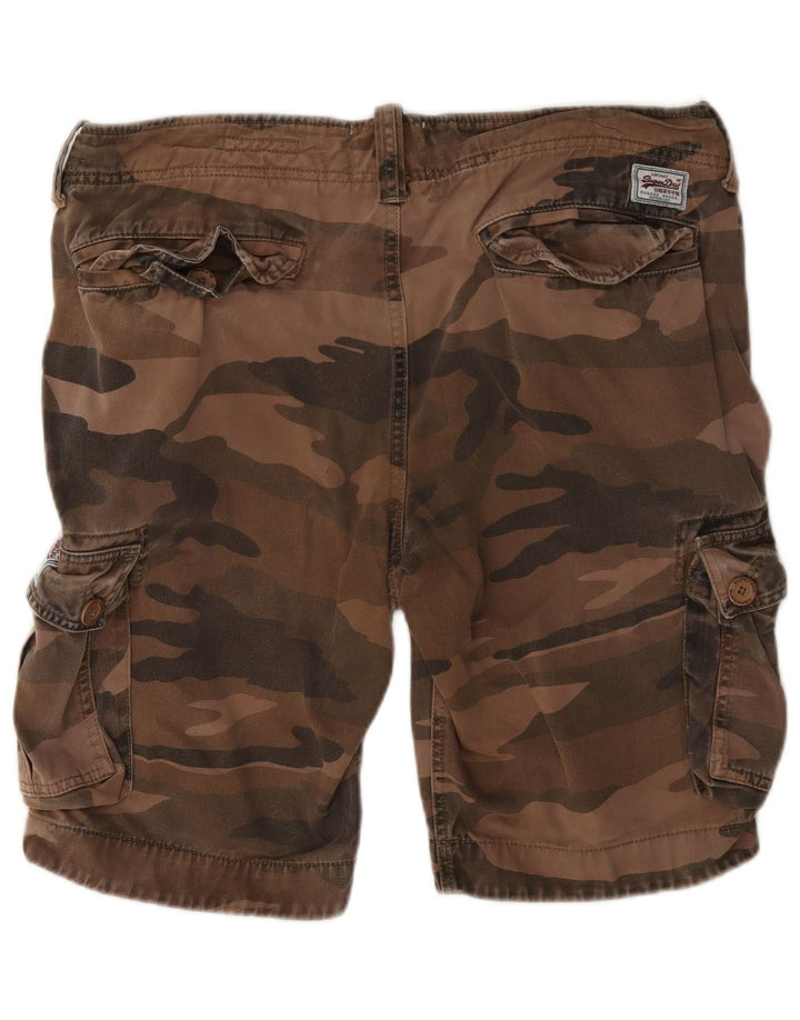 Pantaloncini cargo da uomo Superdry Large W36 in cotone mimetico marrone