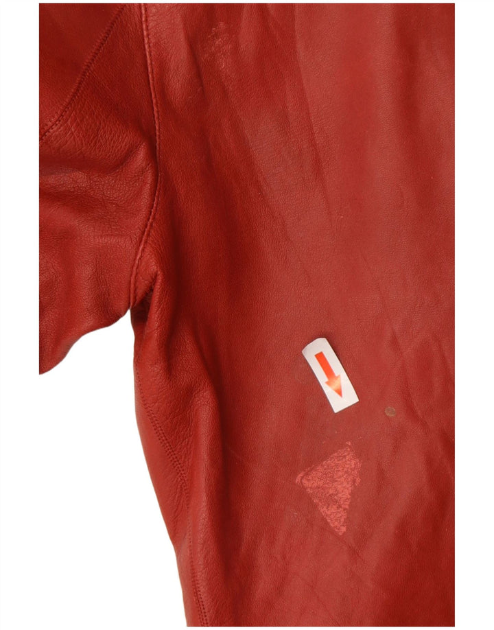 Giacca da motociclista in pelle da uomo Massimo Dutti UK 36 piccola pelle rossa